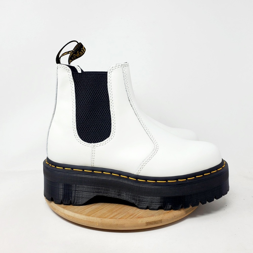 Dr Martens 2976 Quad Chelsea Boots Womens 7 White Platform Chunky Punk Goth Shoe